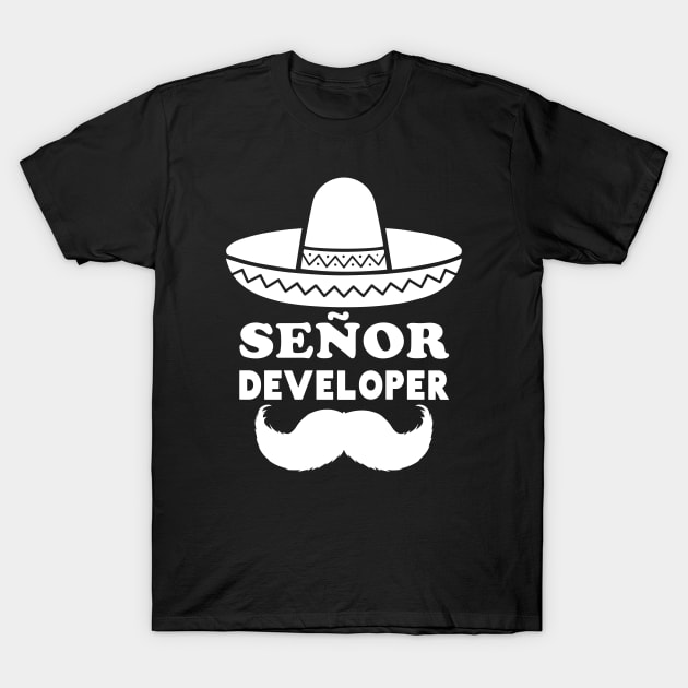 Señor Developer (Senior Developer) - White T-Shirt by shirtonaut